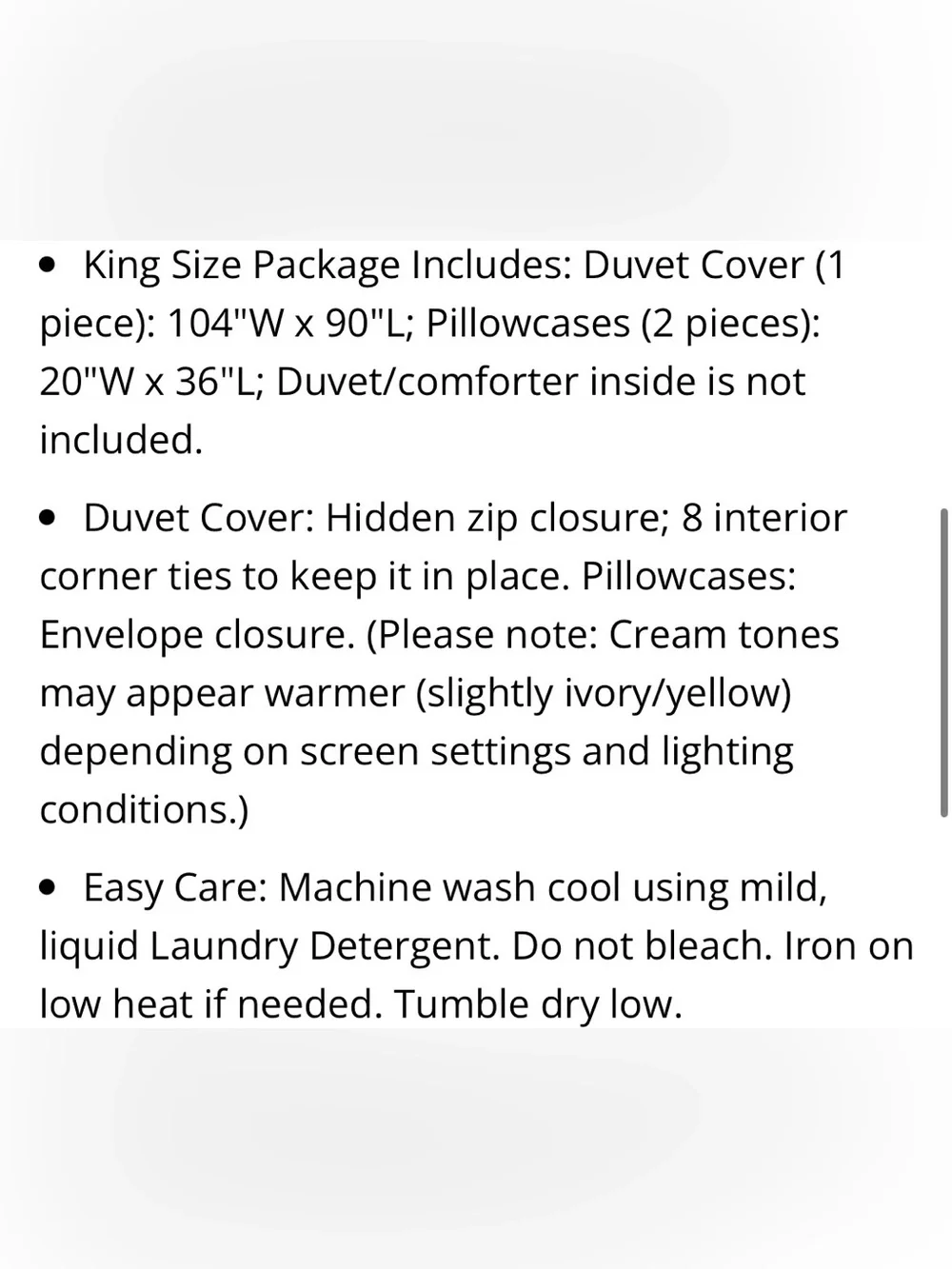 KING Neutral Duvet 3Pc Set 100% Washed Cotton Linen-Like - CREAM